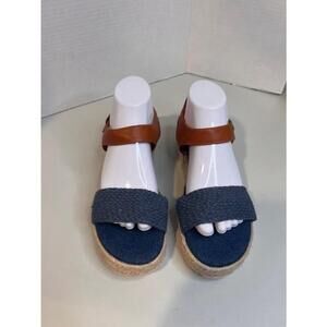 Olivia Miller Wedges Women's Blue and Brown Size 9